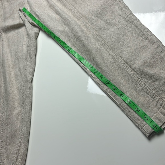 Old Navy Tan Flax Linen Taper Pull On Pants w/ Hidden Drawstring Belt, Sz L - Picture 9 of 11